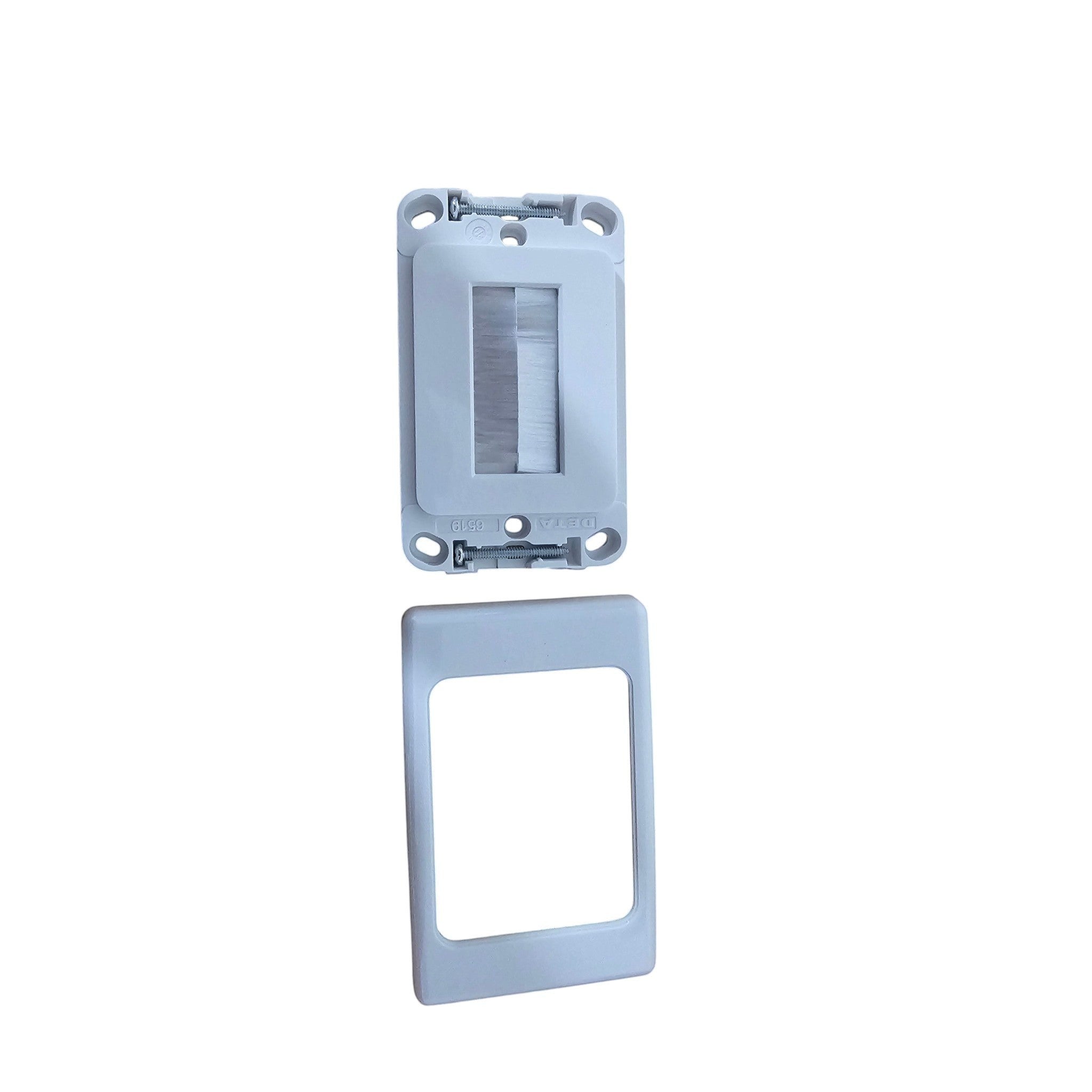 Get Mounted white brush wall cover plate for Starlink cables, featuring a durable ABS plastic design for home use.